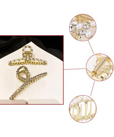 SDFF 3-Piece Metal Gold Claw Clips - Strong Hair Grippers for Women & Girls with Thick Hair | Stylish & Slippery Hairpins - Buy Online on GoSupps.com