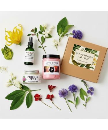 Nature Skin Shop Self-Care Gift Box - 3 Full-Size Products - with Prickly Pear Serum Body Creme & Sugar Scrub - Natural Skincare Set for Women - Perfect for Birthday Holiday & Thank You - Buy Online on GoSupps.com