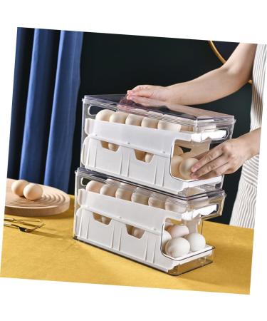 Angoily Stackable Egg Holder Box Egg Storage Box Refrigerator Clear Egg Organizer Egg Holder Egg Rack Storage Rack Automatic - Buy Online on GoSupps.com