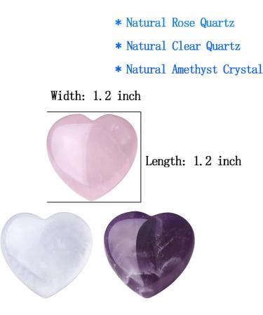 Xianvxi 1.2 Heartstones Set: Amethyst Rose Quartz & Clear Quartz Healing Crystals - Large Gemstones for Heart Chakra - Buy Online on GoSupps.com