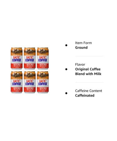UCC Canned Coffee Blend with Milk 6 Pack - Original Coffee Blend 11.3 Fl Oz (Pack of 6) - Buy Online on GoSupps.com