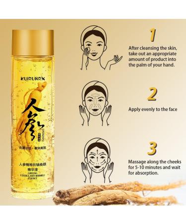 KUIRUNRX Ginseng Anti-Wrinkle Serum Ginseng Extract Anti-Wrinkle Essence Anti-Aging Polypeptides Ginseng Essence Removes Skin Impurities For All Skin Types (120ML) - Buy Online on GoSupps.com