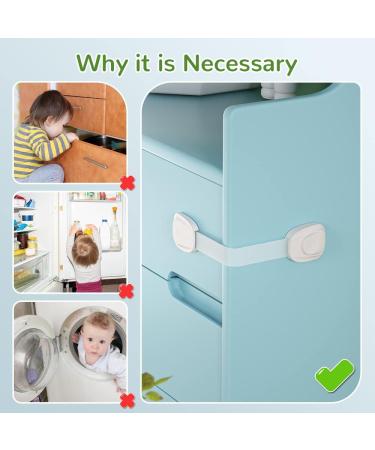 SAFELON 6 Pcs Baby Safety Cupboard & Cabinet Locks - Childproof Strap Locks for Drawers, Fridges, Toilets - Clear White - Buy Online on GoSupps.com