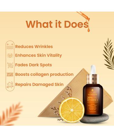 20% Vitamin C Serum with Glycolic & Hyaluronic Acid - Anti-Aging Dark Spot Fading Collagen Boosting Face Serum for All Skin Types (1 Fl Oz - Buy Online on GoSupps.com