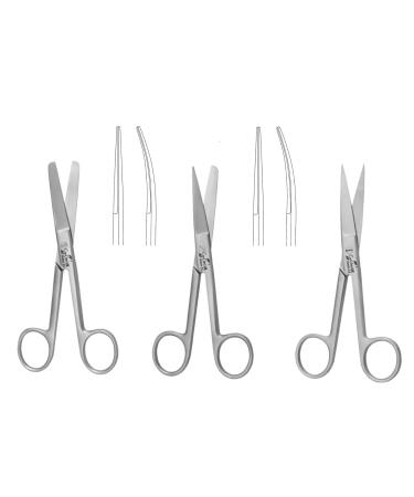 Dressing Scissors 14cm Straight & Curved Shears Nursing Home Office Veterinary Surgical Dental Use (14cm Straight Blunt/Blunt) 14cm Straight Blunt/Blunt