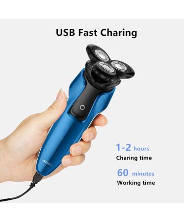 Electric Razor Men USB Quick Rechargeable Electric Shaver 3in 1 Wet & Dry Rotary Shavers with Nose Hair Trimmer and Beard Trimmer - Buy Online on GoSupps.com