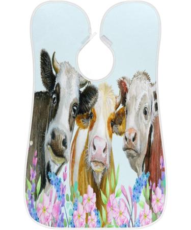 Beard Bib Apron for Men - Non-Stick Waterproof Hair Catcher Cape | Ideal for Shaving & Grooming - Cow Butterfly Flower Design - Buy Online on GoSupps.com