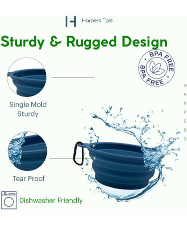 Harpers Tale 1000ml Collapsible Travel Dog Bowl | Food Grade Silicone BPA Free No Plastic Rim Snap Hook - Buy Online on GoSupps.com