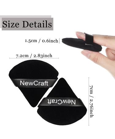 NewCraft 10-Piece Face Makeup Powder Puffs Set - Soft Velour Triangle Puffs with Ribbon, Ideal for Loose Powder & Mineral Makeup - Black - Buy Online on GoSupps.com