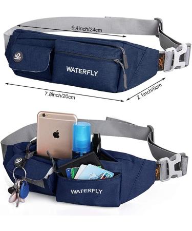 Waterfly Stylish Hip Belt Pocket for Men & Women - Perfect for Sports Jogging Running & Travel - Dark Blue Fanny Pack & Bum Bag - Buy Online on GoSupps.com
