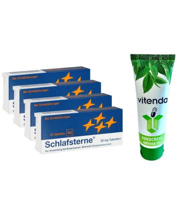 Schlafsterne 4x20 tablets including a hand cream from vitenda - For difficulty falling asleep and sleeping through the night 80