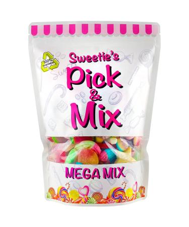 1kg MEGA MIX Pick & Mix Sweets - Up to 80 Different Pick n Mix Sweets in one pouch - Optional Gift Message Pink & Blue Designs - The Ultimate Pick and Mix Sweets Selection - Pink 1 kg (Pack of 1) Pink