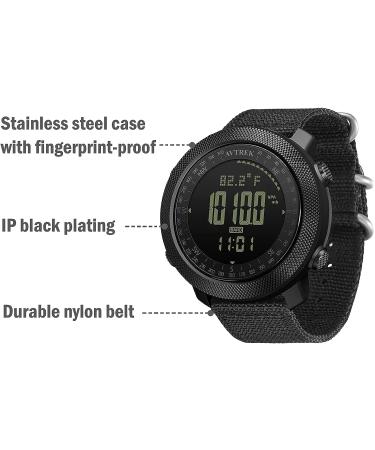 AVTREK Men's Outdoor Tactical Survival Digital Watch - Black | Military Army Altimeter, Barometer, Compass | Smart Swim Watch for Hiking & Sports - Buy Online on GoSupps.com