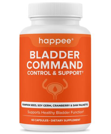Happee Bladder Control Supplement for Women & Men - Pumpkin Seed Extract Soy Germ Saw Palmetto & Cranberry Blend - Bladder Support for Urinary Frequency Leaks & Urgency - 60 Capsules 60 Count (Pack of 1)