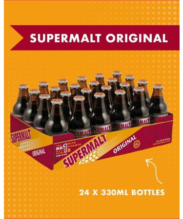 SUPERMALT | Original Flavour Malt Drink | Alcohol Free| Premium Malt Drink | Pack of 24 x 330ml Bottles - Buy Online on GoSupps.com