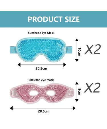 FengQ Cooling Gel Eye Mask - Reusable Relief for Dark Circles Migraines & Eye Fatigue - 4 Pack in Pink & Blue - Buy Online on GoSupps.com