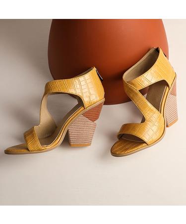 Shop XTZ YGLD Summer Women s Fashion Sandals - Super High Heel Fish Mund Slide Sandals in Yellow Size 5 UK | International Shipping Available - Buy Online on GoSupps.com