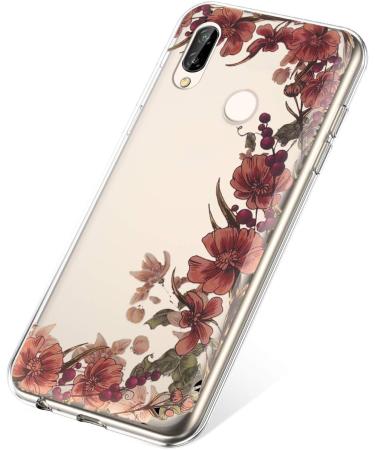Shop Huawei P20 Lite Case - Transparent TPU Silicone Cover with Retro Flowers | Ultra Thin Protective Shell - Buy Online on GoSupps.com