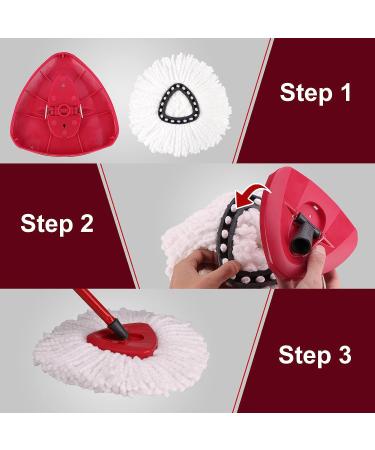 DTOPNIOR Spin Mop Replacement Head - 4 Pack Microfiber Refills for Triangle Spin Mop | Easy Cleaning Floor Mop Head with Rotating Base - White - Buy Online on GoSupps.com