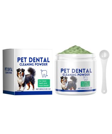 Powder for Dogs Teeth 80g Teeth Cleaning Stain Remover - Safe Dog Breath Freshener Plaqueoff Powder with Scoop for Small Medium Large Dogs