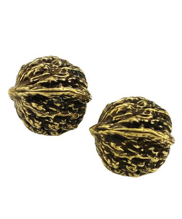 Beaupretty 1 pair of copper walnut massage balls for the feet sports accessories foot ornament artificial copperage craft decor brass walnut proparys decorations 3.5x3cm golden