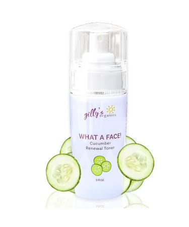 Gilly's Organics Cucumber & Witch Hazel Toner for Face and Mist Spray - Made in USA with Aloe Tea Tree Organic Astringent - Pore Minimizer Tightening Spritz Solution for Acne Moisturizer Primer