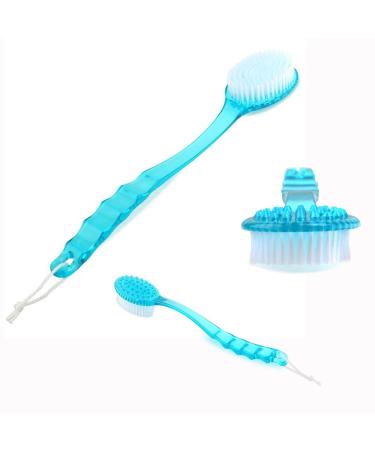 Cisixin Bathroom Shower Back Cleaning Brush Exfoliating Body Brush with Long Handle (Blue)