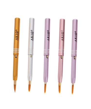 Housoutil 5pcs Retractable Lip Brush Makeup Applicators Lip Applicators Lip Gloss Wands Retractable Lip Liner Portable Makeup Brush Scrubber Lip Tint Lipstick Metal Mini 11.5x0.8cm Assorted Color