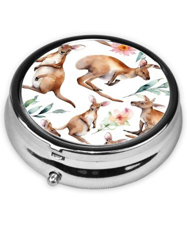 Funny Cartoon Kangaroo Mini Round Pill Box - 3 Compartment Travel Organizer for Medicine & Supplements - Buy Online on GoSupps.com