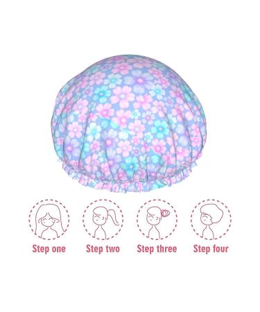 Cherry Blossom Waterproof Shower Cap for Women - Reusable & Adjustable Double Layered Bath Hair Cap - Buy Online on GoSupps.com