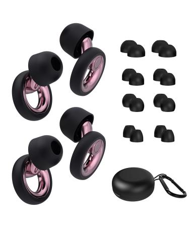 Plus Ear Plugs Noise Cancelling 2 Sets Soft Silicone Ear Plugs for Sleeping Noise Sensitivity Reusable Concerts Ear Plugs Hearing Protection 30dB - 8 Pairs Ear Tips in XS/S/M/L - Rose