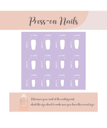 BABALAL Medium Coffin Press on Nails: Nude White Glossy Acrylic with Rhinestone Designs - 24pcs False Nails for Women and Girls - Buy Online on GoSupps.com