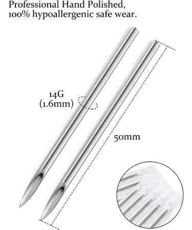 Qiwnswoy Stainless Steel Piercing Needles Set - 14G, 16G, 18G, 20G - Sterile Disposable Body Piercing Kit for Ear, Nose, Navel, Nipple, Lip, Belly Button - Catheter Cannula Included - Buy Online on GoSupps.com