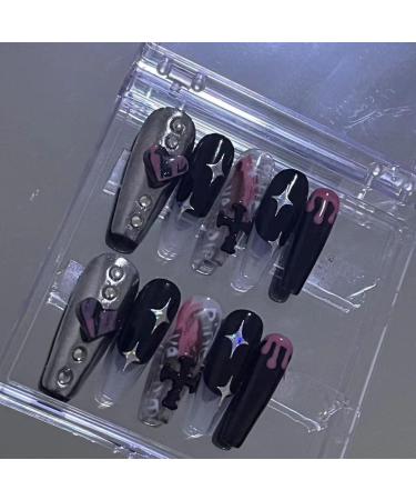 Temperament Enhancement Nail Patch French Stars Love Europe and The United States Spice Girls Black Powder Hand-Customized Wearing Nail Products Fake Nails Patch (10 Pieces) (Size : S) Small - Buy Online on GoSupps.com
