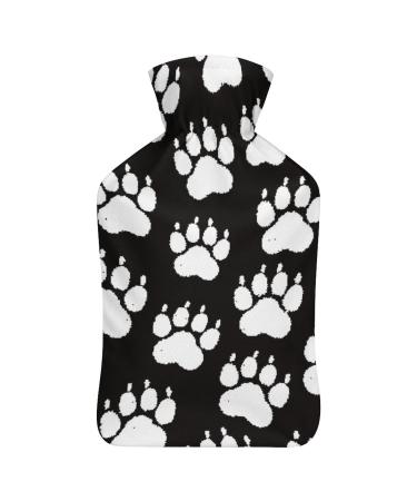 White Paw Hot Water Bottle With Cover Plush Bed Bottle Hand Warmer For Adults And Children 26.5X15.3cm