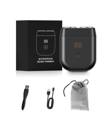 Electric Razor for Men Type-C Rechargeable Mini Electric beard Shaver with LCD Display Cordless Mens Rotary Razor IPX7 Waterproof Wet and Dry Shaver for Home and Travel use Easy to Clean & Carry