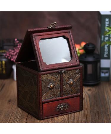 ZHCHAO Wooden Makeup Jewelry Storage Box Compact Drawer Engraved Portable Talla nica D