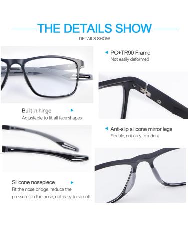 YIMI Progressive Photochromic Multifocus Reading Glasses - Men & Women - Anti Blue Light UV Sun Readers - Black 1.5x - Spring Hinge Computer & Outdoor Use - Buy Online on GoSupps.com