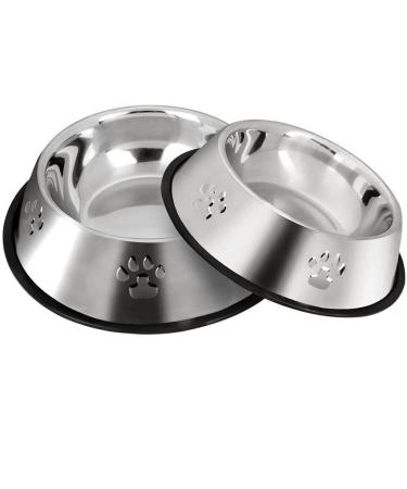SUOXU Stainless Steel Dog Bowls Dog Feeding Bowls Dog Plate Bowls With Non-slip Rubber Bases Small Pet Feeder Bowls And Water Bowls .Pack of 2 S-350ml