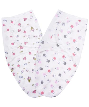 Vicloon Baby Swaddle Wraps 2 pcs Baby Swaddle Blanket 0-3 Months 100% Breathable Organic Cotton Fabric New Born Swaddle Wrap For Boy and Girl (Pink-Red)