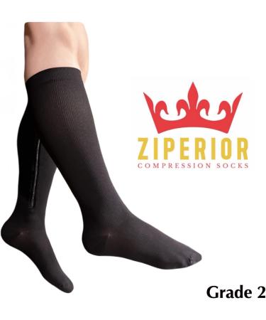 Inside Leg Zipper 20-30 mmHg Compression Calf Socks - Closed Toe - 3X-Large - Black | International Shipping - Buy Online on GoSupps.com
