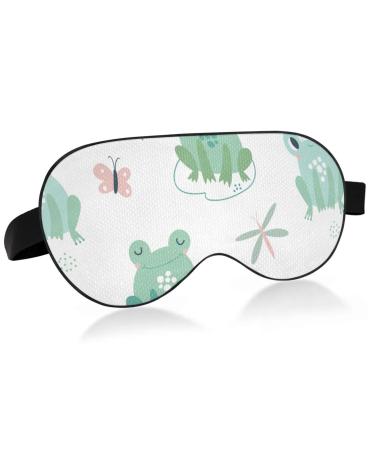 Haskirky Light Blocking Eye Mask Breathable and Adjustable Adult Men and Women Travel on Business Trips Yoga Meditation Light Smooth Comfortable Eye Mask Office Deep Sleep Goodies Funny Green Frogs