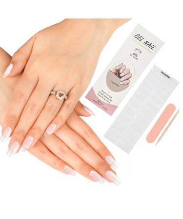 20 Stickers Semi Cured Nail Wraps Soft Self-Adhesive Gel Nail Stickers ZAHVIA Salon-Quality Gel Nail Polish Strips Manicure Stickers Set-Clear (UV/LED Lamp Required)