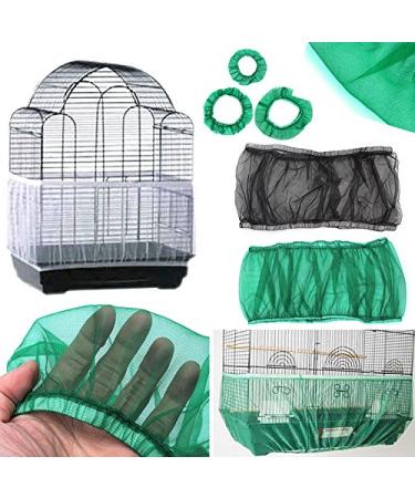 GOTOTOP 4 Colors Ventilated Nylon Bird Cage Cover Shell Seed Catcher Pet Products Large Size Bird Cage Seed Catcher Seeds Guard Parrot Nylon Mesh Net Cover Stretchy Shell Skirt Traps Cage Basket Black