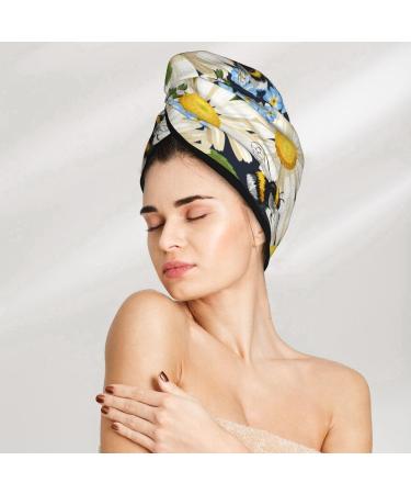 Buy Hair Towel Wrap | Fast Drying Towel Turban with Button | Unique Bees Design for Quick Hair Drying - International Shipping Available - Buy Online on GoSupps.com