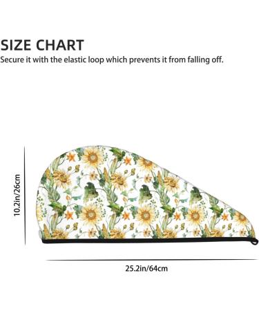 Hair Towel Wrap - Quick Drying Towel Turban with Button | Watercolor Bright Sunflowers - Fast International Shipping - Buy Online on GoSupps.com