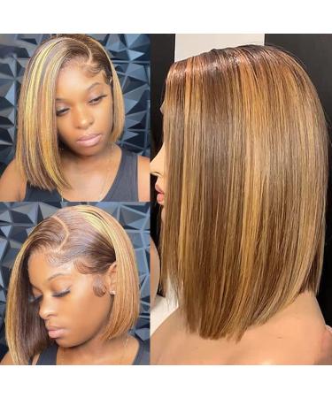 Ombre Bob Lace Front Wig Human Hair 4/27 | Pre Plucked & HD Frontal | 10 150% Density | For Black Women - Buy Online on GoSupps.com