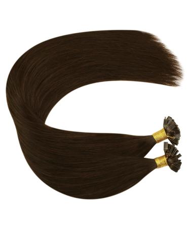 Ugeat Keratin Hair Extensions - 40cm Flat Tip Dark Brown 50g Real Human Hair 16 Inch Bonding Extensions - Buy Online on GoSupps.com