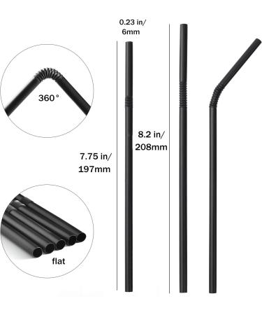 ALINK 500-Pack Black Flexible Drinking Straws - 7.75 Plastic Bendy Straws (Disposable) | Pack of 500 - Buy Online on GoSupps.com