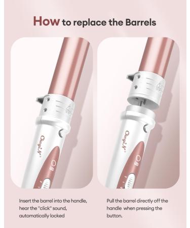 CkeyiN Ceramic Curling Wand - 5 in 1 Hair Curlers, Adjustable Temperature, Professional Hair Styling Tool for Long Hair - Pink & White - Buy Online on GoSupps.com
